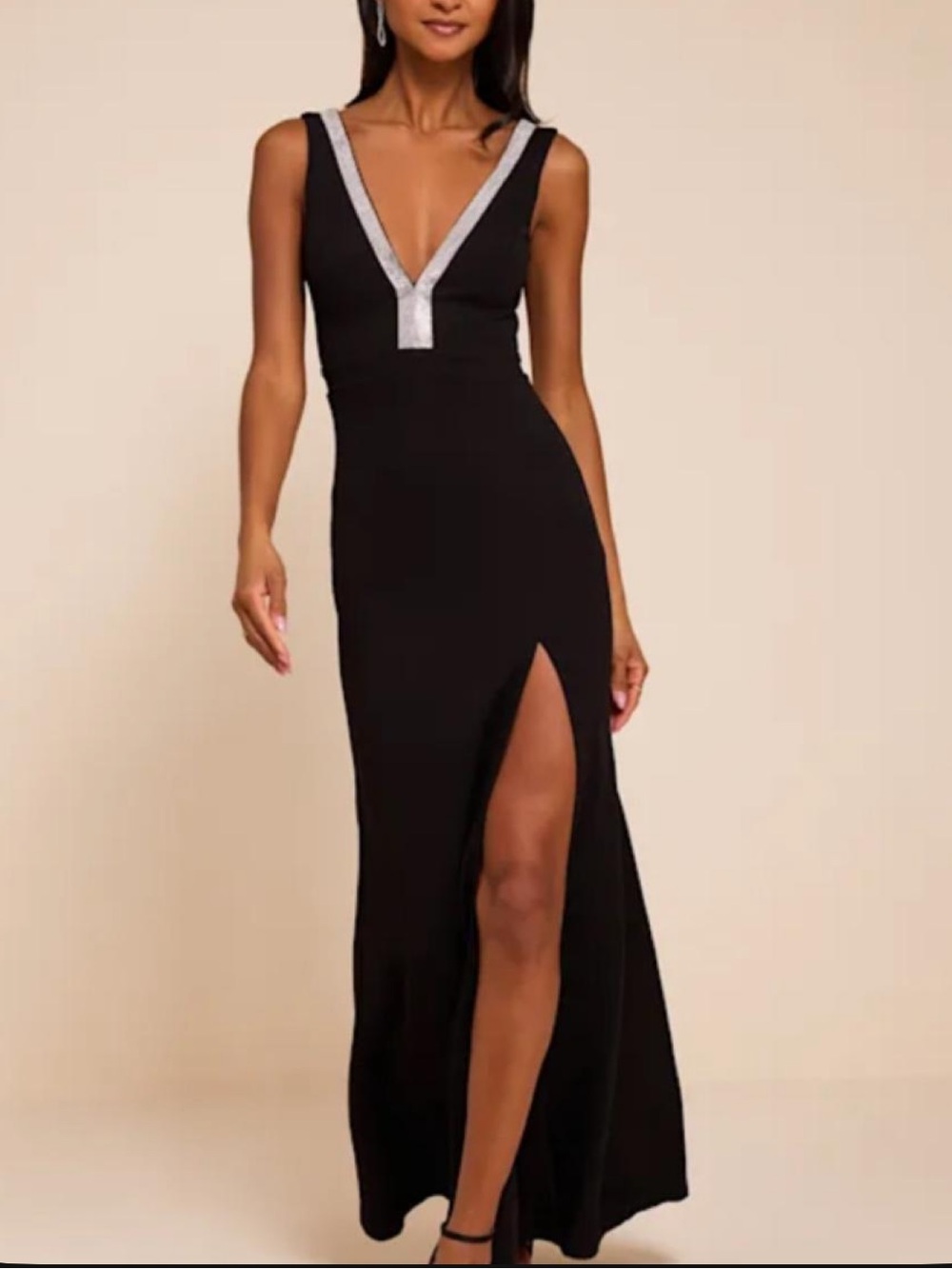 Lulus Stunned By You Black Rhinestone Mermaid Maxi Dress